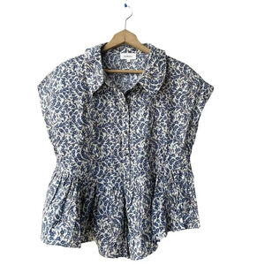 Bohme Blue and White Floral Blouse